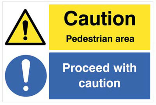 Picture of Caution pedestrian area proceed with caution floor graphic 600x400mm