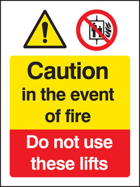Picture of Caution in the event of fire do not use these lifts