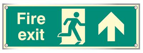 Picture of Fire exit straight on visual impact 5mm  photoluminescent acrylic sign 450x