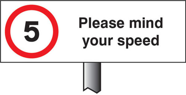 Picture of Verge sign - 5mph Please mind your speed 450x150mm (post 800mm)