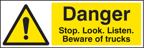 Picture of Danger stop-look-listen beware of trucks