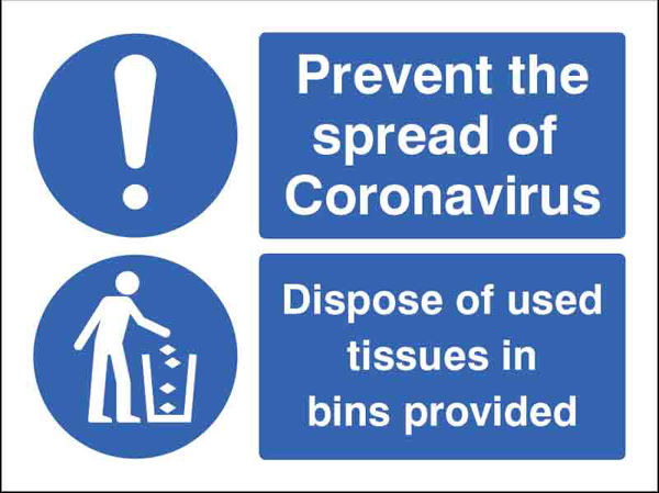 Picture of Prevent the spread of coronavirus Dispose of used tissues in bins provided 