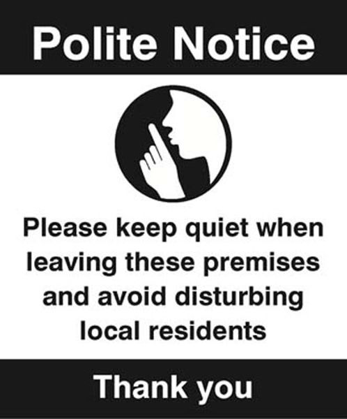Picture of Polite notice Please keep quiet when leaving…