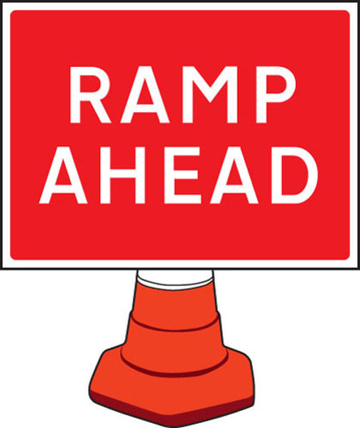 Picture of Ramp ahead cone sign 600x450mm