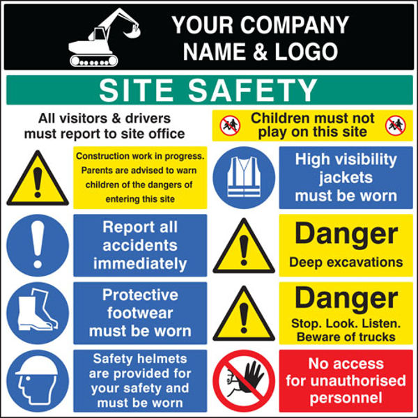 Picture of Site safety board 1200x1200mm c-w logo 5mm pvc