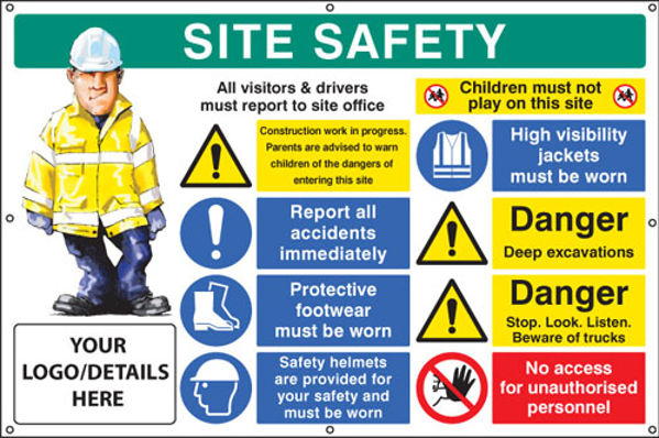 Picture of Site safety, multi-message, deep excavations, custom banner c-w eyelets 127