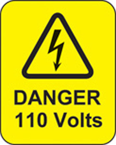 Picture of Danger 110 volts roll of 100 labels 40x50mm