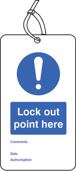 Picture of Lockout Tag - Lock out point here (80x150mm) Pk of 10