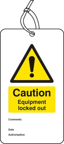 Picture of Lockout Tag - Caution Equipment locked out (80x150mm) Pk of 10
