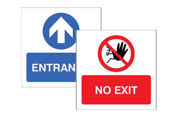 Picture of Entrance - No exit Double sided self adhesive window sticker 150x150mm