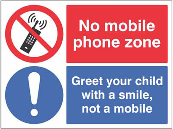 Picture of No mobile phone zone Greet your child with a smile…