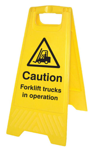 Picture of Caution forklift trucks in operation (free-standing floor sign)
