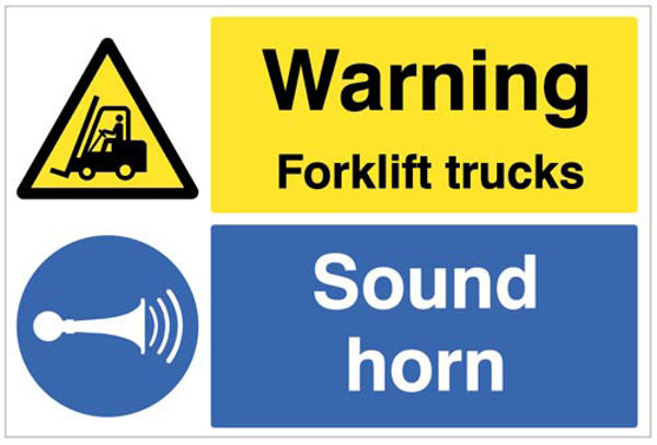 Picture of Warning forklift trucks sound horn floor graphic 600x400mm