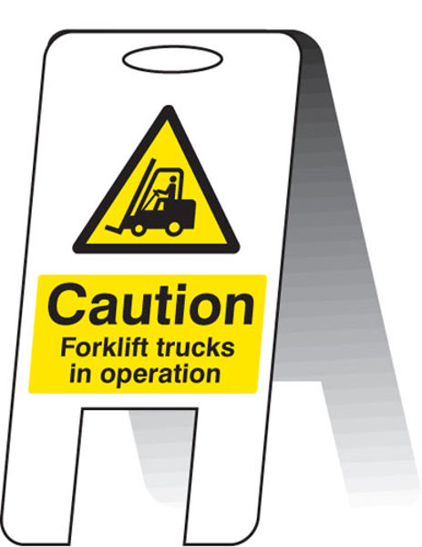 Picture of Caution forklift trucks in operating (self standing folding sign)