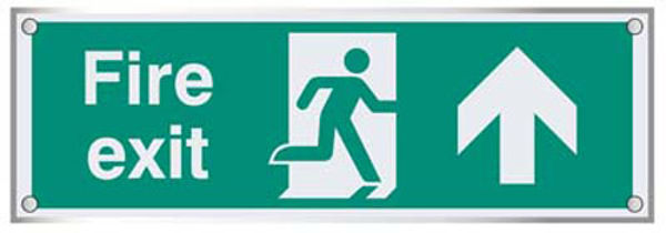Picture of Fire exit straight on visual impact 5mm acrylic sign 450x150mm c-w stand of
