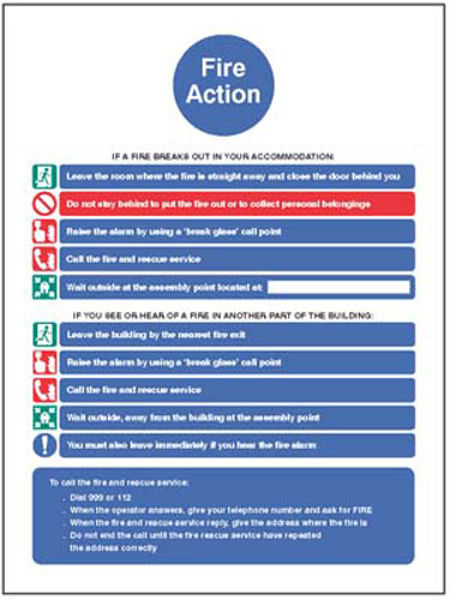 Picture of Action notice for housing with communal fire alarm and simultaneous evacuat
