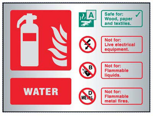 Picture of Water extinguisher ID aluminium 150x200mm adhesive backed