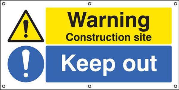 Picture of Warning Construction site Keep out banner c-w eyelets