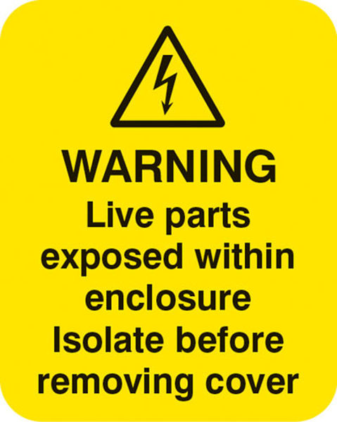 Picture of Warning live parts within enclosure Sheet of 25 labels 40x50mm