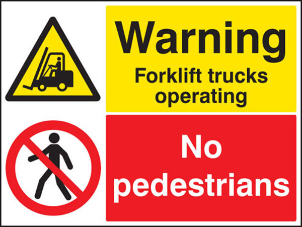 Picture of Warning forklift trucks operating no pedestrians