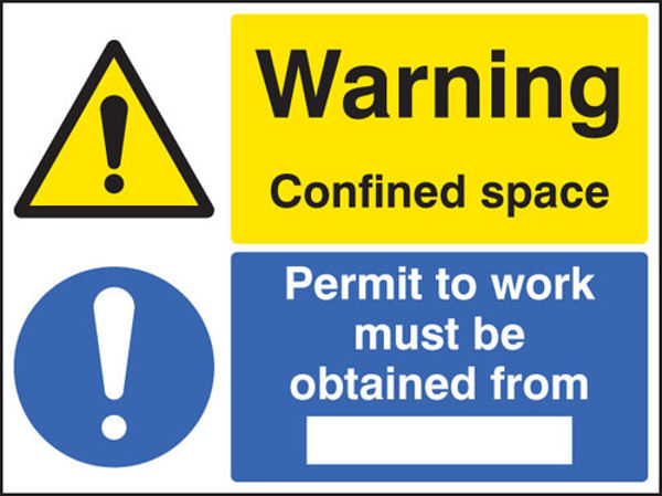 Picture of Warning confined space permit to work must be obtained