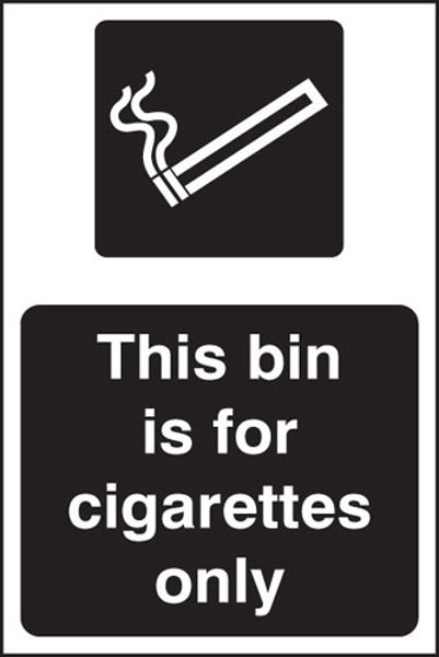 Picture of This bin is for cigarettes only (white-black)