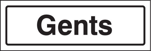 Picture of Gents visual impact sign 5mm acrylic sign 450x150mm c-w stand off locators