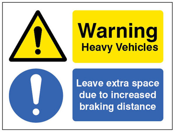 Picture of Heavy vehicle Leave extra space due to increased braking distance