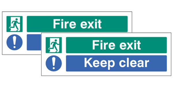 Picture of Fire exit Keep Clear Double sided self adhesive window sticker 300x100mm