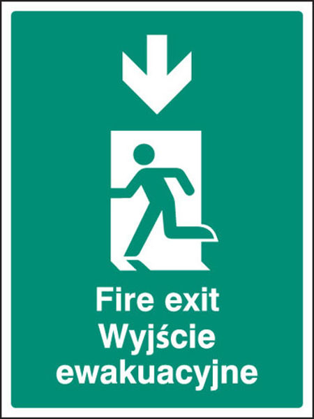 Picture of Fire exit arrow down (English-polish)