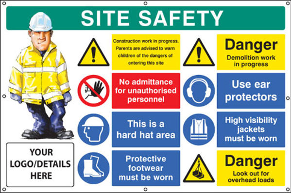 Picture of Site safety, multi-message, demolition work, custom banner c-w eyelets 1270