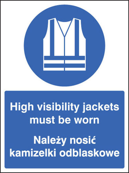 Picture of High visibility jackets must be worn (English-polish)