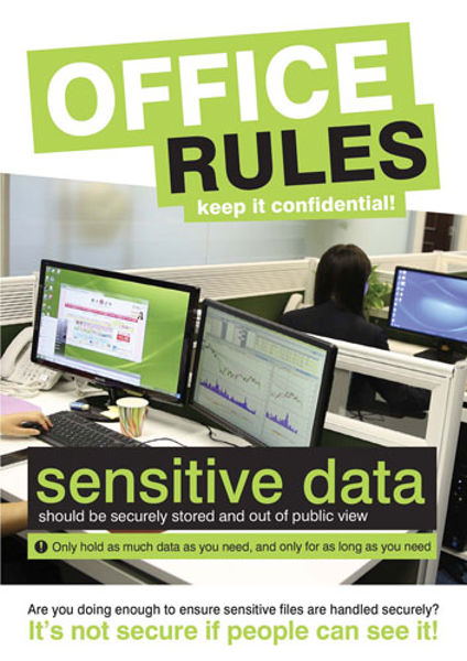 Picture of Data security poster - Office rules - 420x594mm synthetic paper