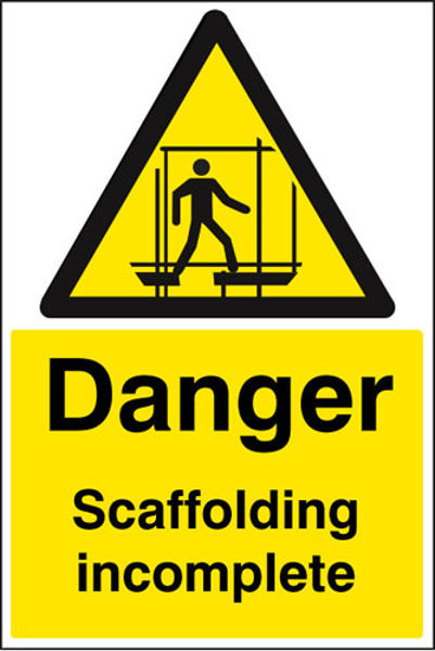 Picture of Danger scaffolding incomplete