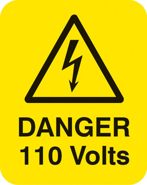 Picture of Danger 110 volts Sheet of 25 labels 40x50mm