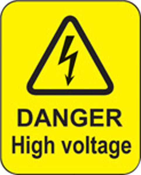 Picture of Danger high voltage roll of 100 labels 40x50mm