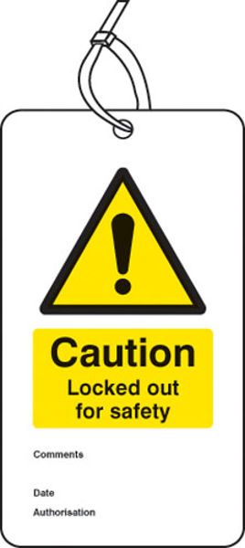Picture of Lockout Tag - Caution Locked out for safety (80x150mm) Pk of 10
