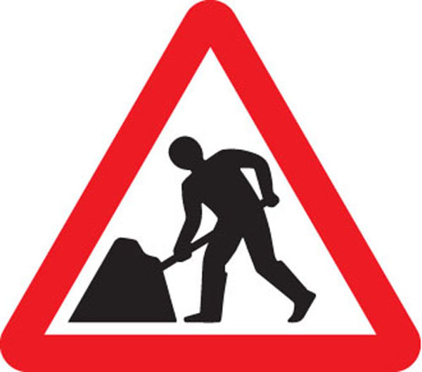 Picture of Men at work fold up 750mm triangle sign with text variant