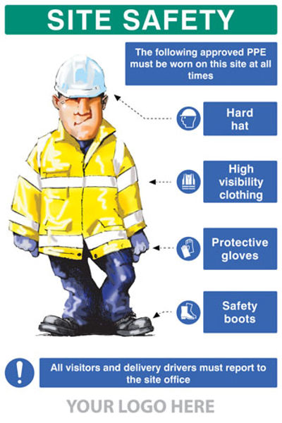 Picture of PPE requirement sign (Hat,Hivis,Gloves,Boots)