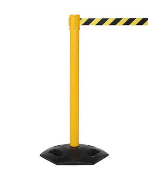 Picture of Retractable industrial barrier on yellow post (3.4m black-yellow webbing) 1