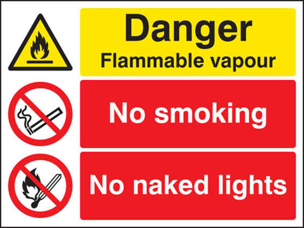 Picture of Danger flammable vapour no smoking no naked lights