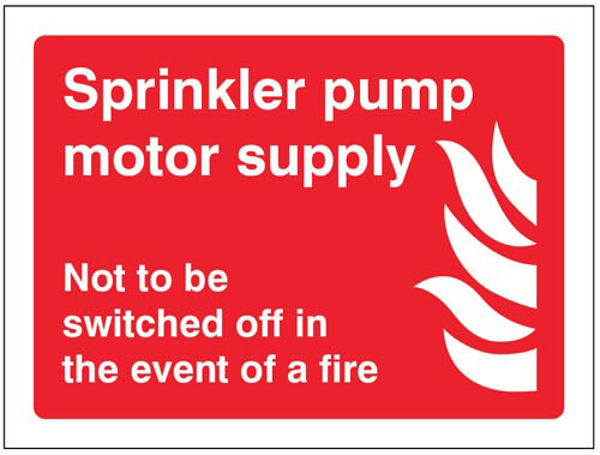 Picture of Sprinkler pump motor supply Not to be switched off in the event of fire