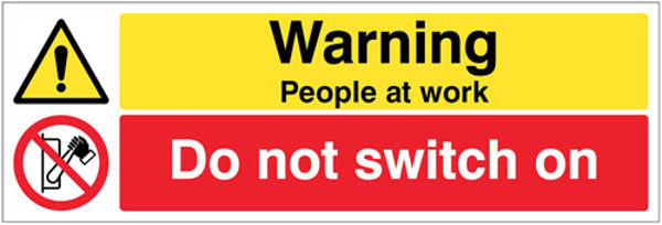 Picture of Warning People at work do not switch on
