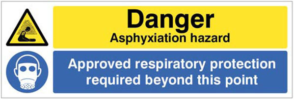 Picture of Danger Asphyxiation hazard Approved respiratory protection required beyond 