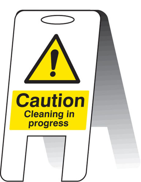 Picture of Caution cleaning in progress (self standing folding sign)