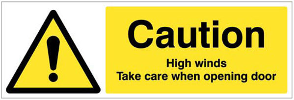 Picture of Caution High winds Take care when opening door