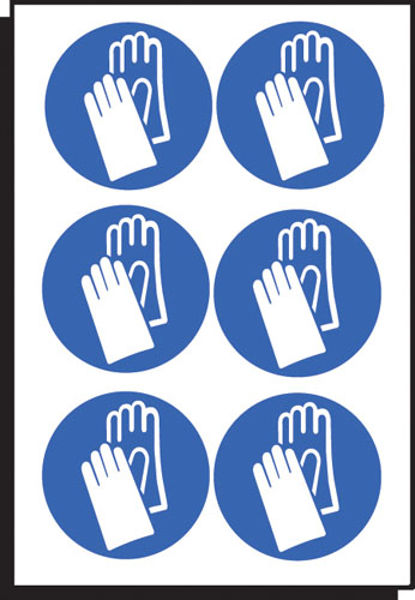 Picture of Hand protection symbol 50mm dia - sheet of 6