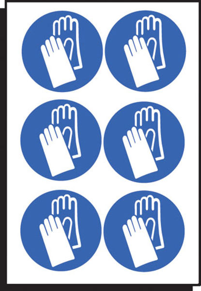 Picture of Hand protection symbol 100mm dia - sheet of 6