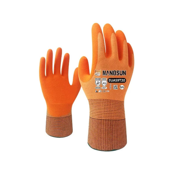 Picture of Manosun Orange Cut E Nitrile Coated 18 Gauge Glove